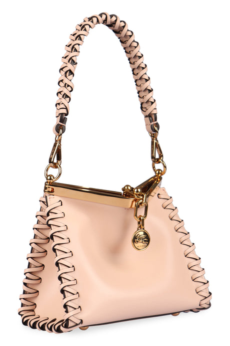 ETRO Mini Pink Calfskin Leather Shoulder Bag with Gold-Tone Accents and Suede Lining, 21x16x9 cm