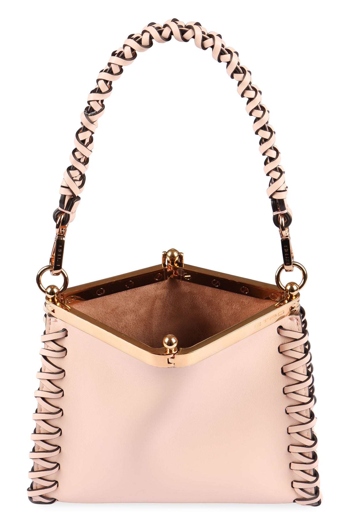 ETRO Mini Pink Calfskin Leather Shoulder Bag with Gold-Tone Accents and Suede Lining, 21x16x9 cm