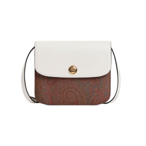 ETRO Essential Large Crossbody Canvas Handbag with Leather Flap and Paisley Motif