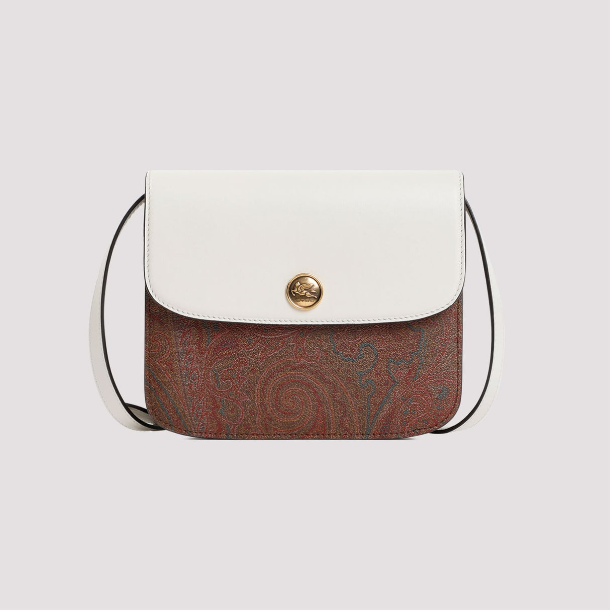 ETRO Essential Large Crossbody Canvas Handbag with Leather Flap and Paisley Motif