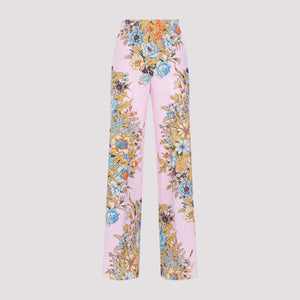 ETRO Luxurious Silk Pants in Pretty Pink and Purple for Women