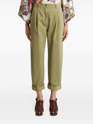 ETRO Green Cotton Pants for Women - Spring/Summer 2024 Collection