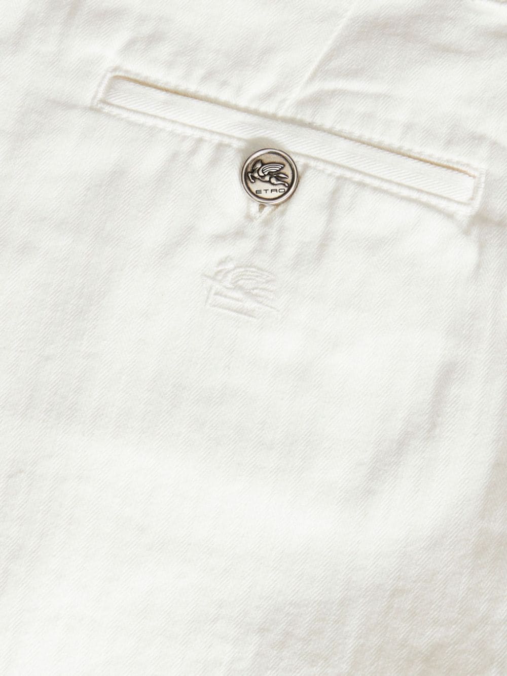 ETRO White High-Waisted Bermuda Shorts with Button Details