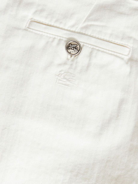 ETRO White High-Waisted Bermuda Shorts with Button Details