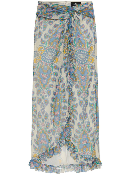 ETRO Elegant Long Silk Skirt with Abstract Pattern