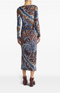 ETRO V-Neck Multicolor Jacquard Dress