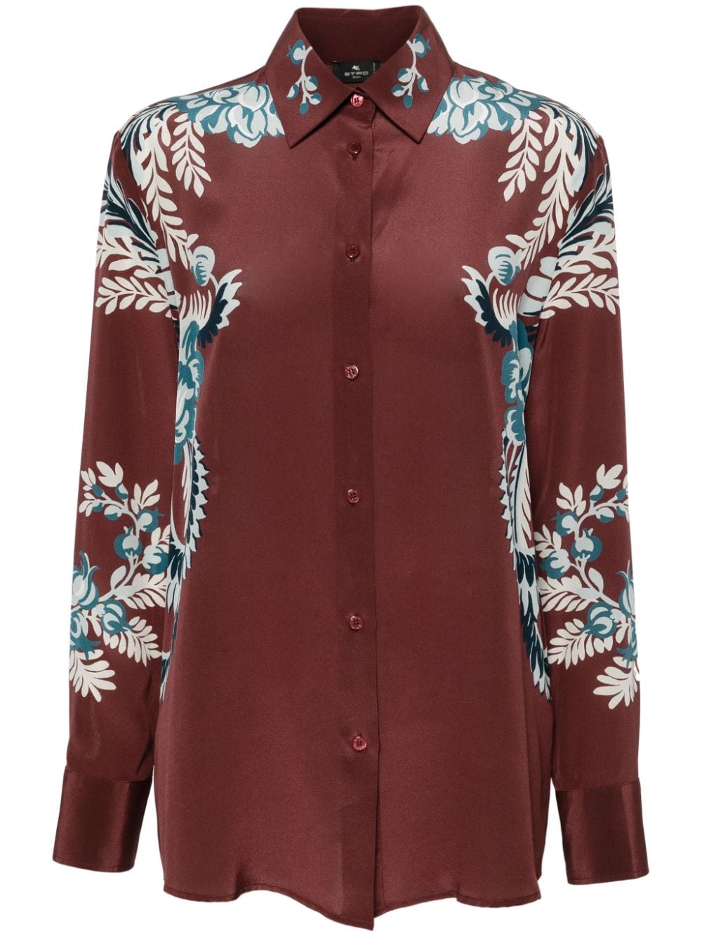 ETRO Floral Print Silk Crepe Shirt