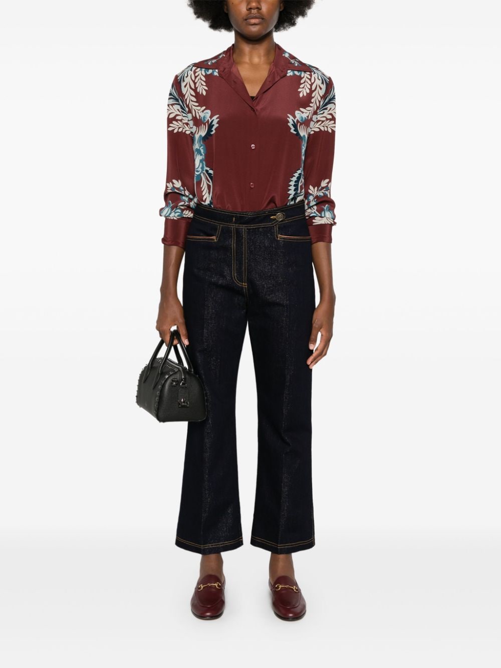 ETRO Floral Print Silk Crepe Shirt