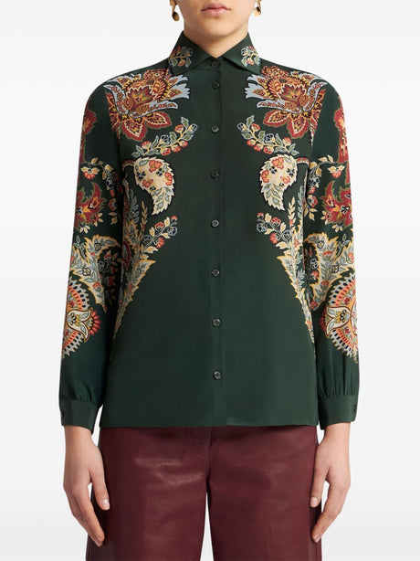 ETRO Lush Green Paisley Silk Shirt