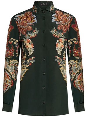 ETRO Lush Green Paisley Silk Shirt