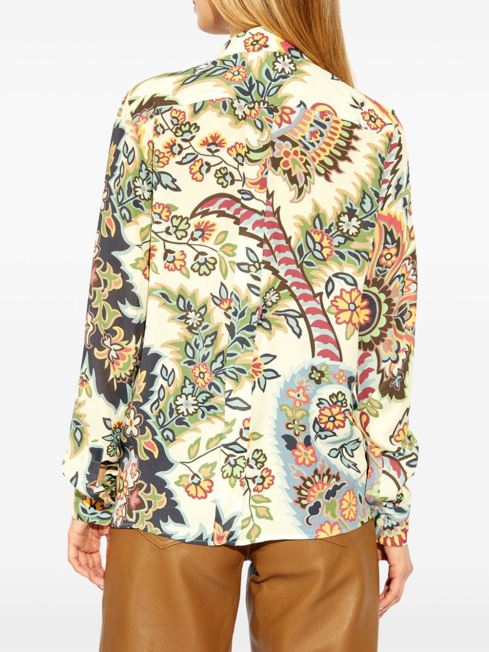 ETRO Botanical Print Front-Tie Scarf Collar Shirt - Women's