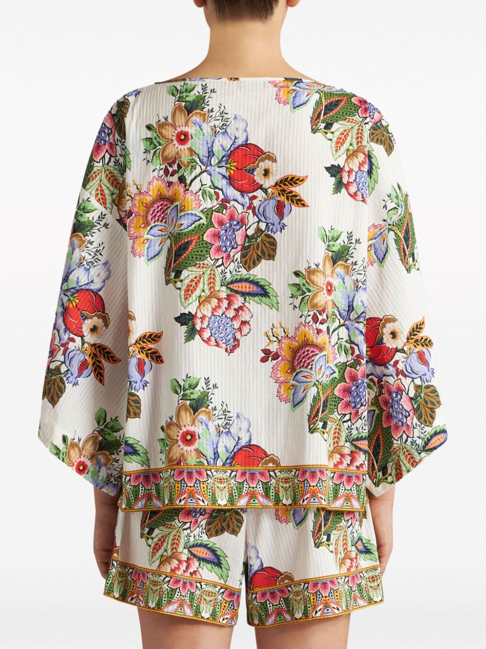 ETRO Floral Print Japanese Sleeve Top