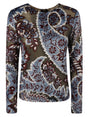 ETRO Paisley Jacquard Long Sleeve Crew Neck Top