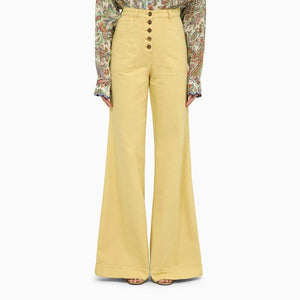 ETRO Navy Blue Cotton Denim Flare Trousers for Women