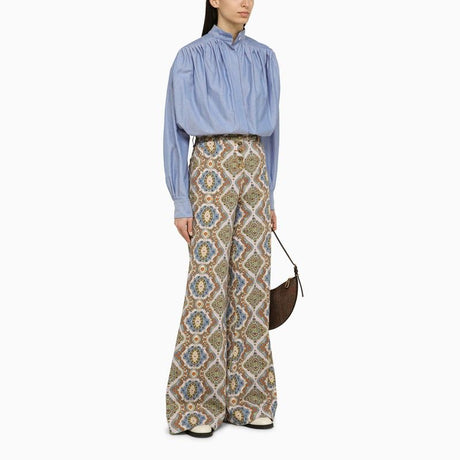 ETRO Multicolored Wide-Leg Cotton Trousers for Women - SS24