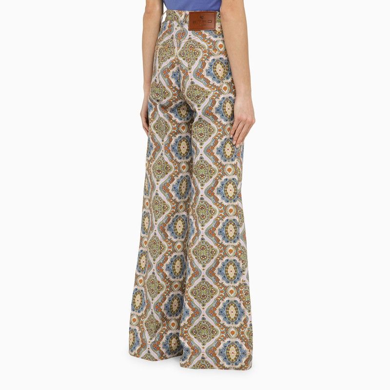 ETRO Multicolored Wide-Leg Cotton Trousers for Women - SS24