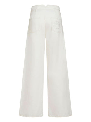 ETRO White Embroidered Cotton Pants - SS24 Women's Fashion