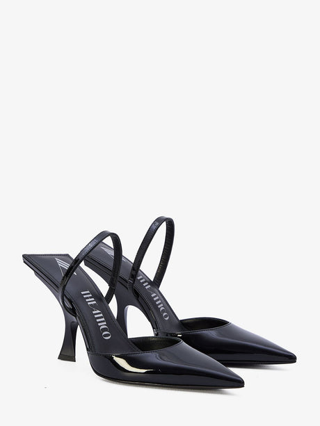 THE ATTICO Ester Slingback Heels in Black Patent Leather