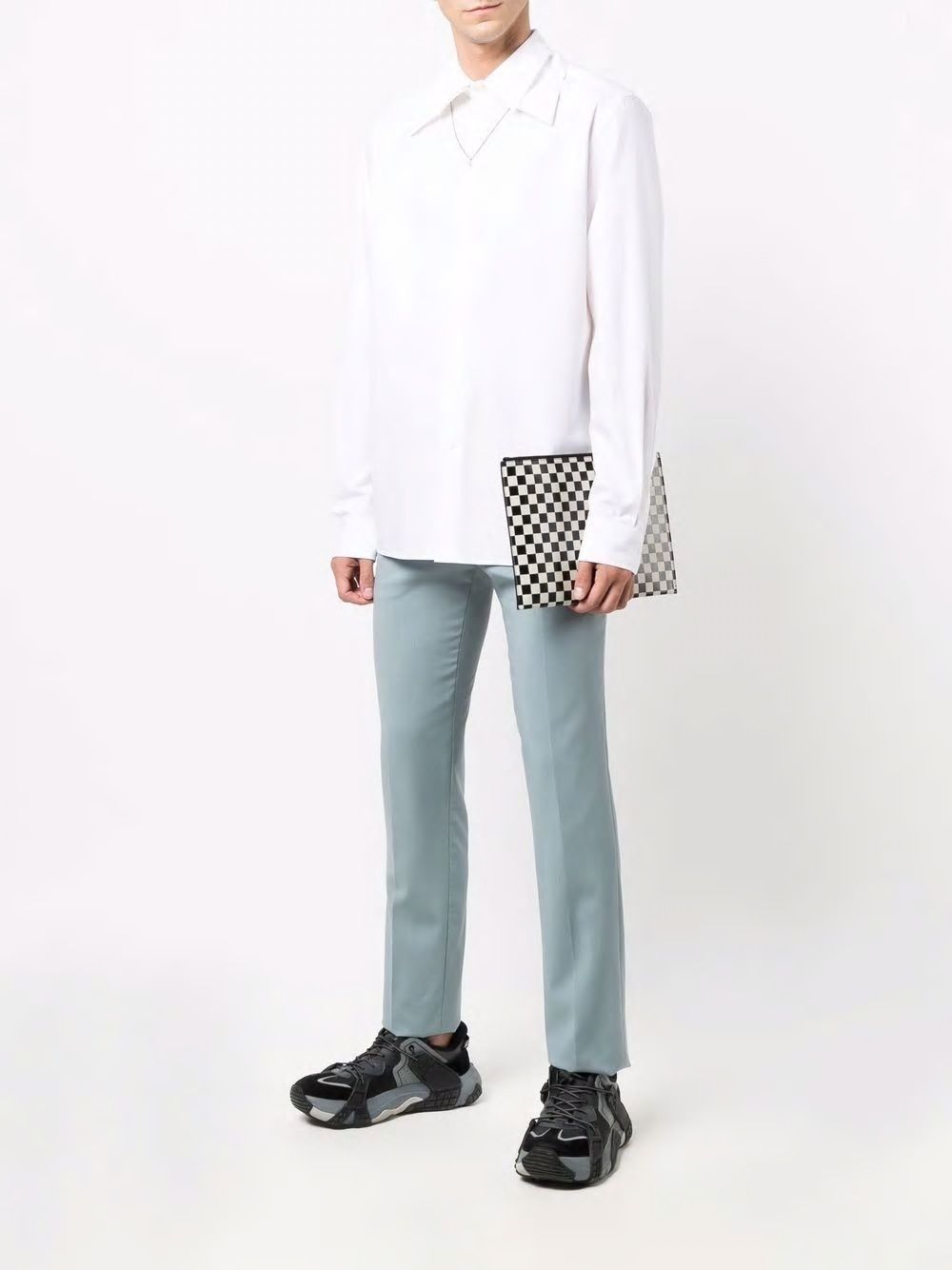 VALENTINO Men's White Cotton Long-Sleeved Shirt for FW21