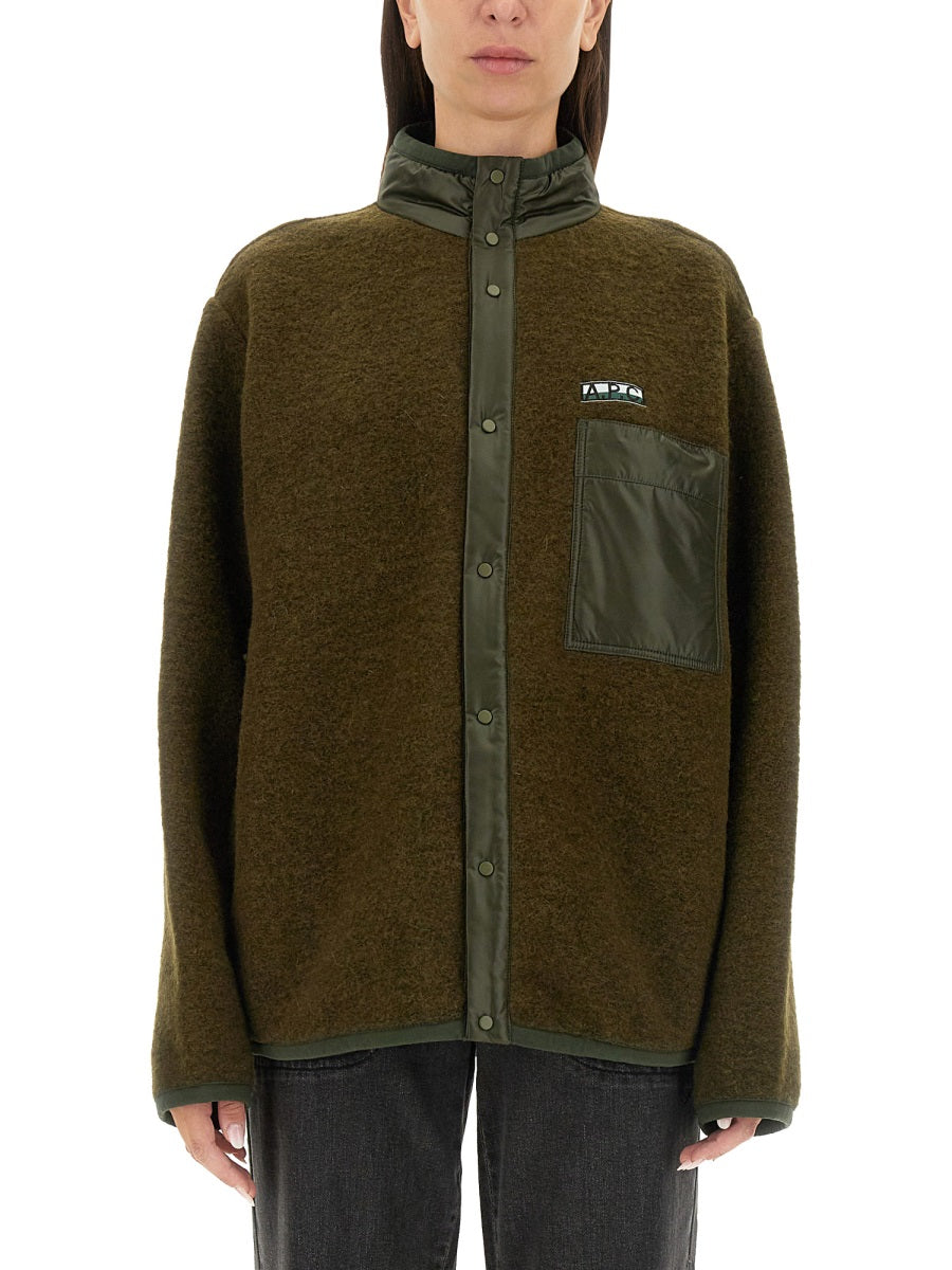 A.P.C. Refined Wool Blend Fleece Jacket with Nylon Accents for Men