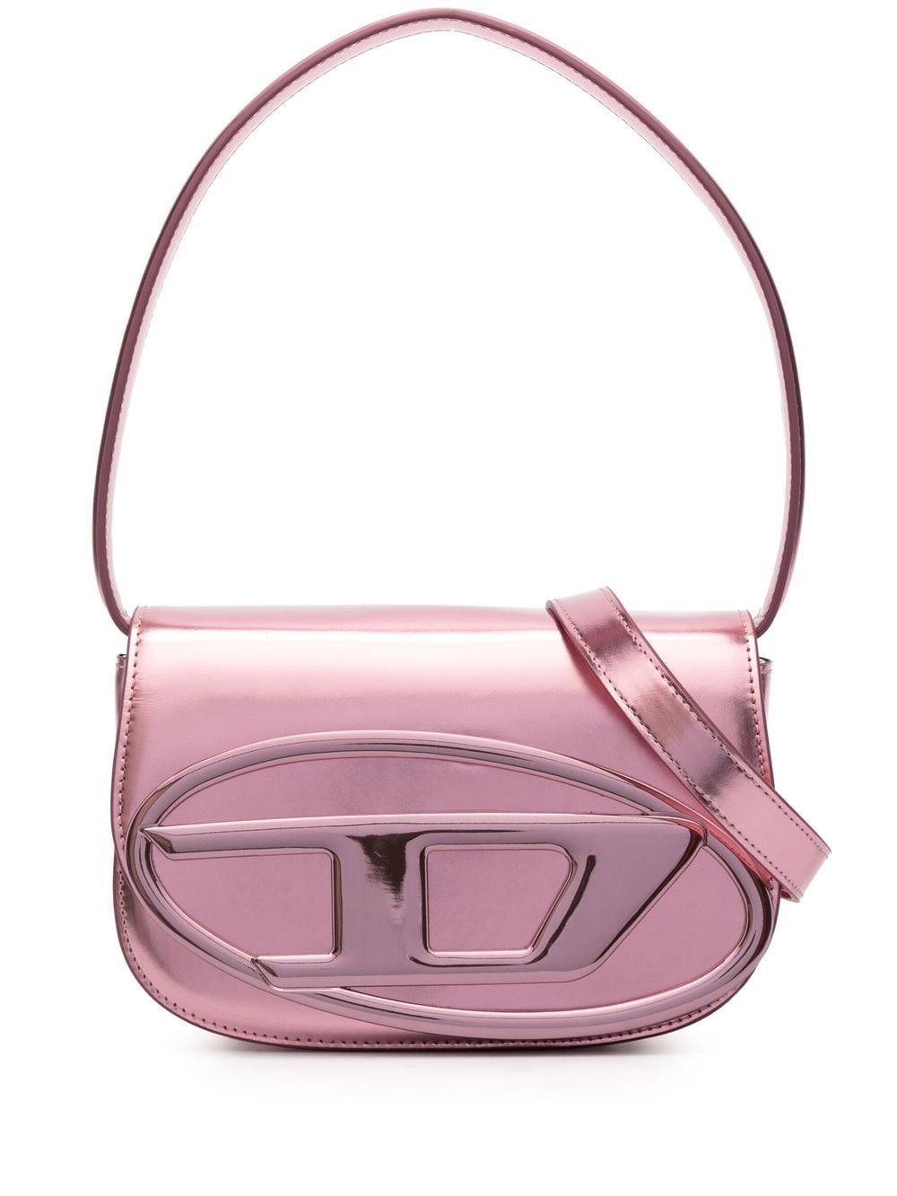 DIESEL Metallic Pink Leather Mini Shoulder Bag