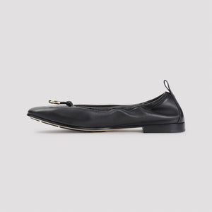 GIORGIO ARMANI Elegant Black Leather Ballerina Flats