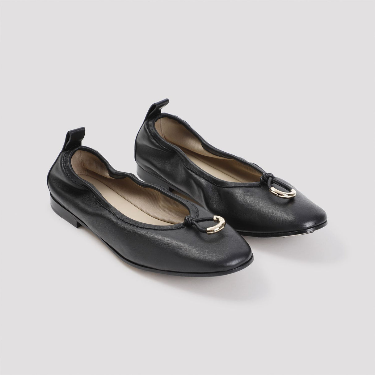 GIORGIO ARMANI Elegant Black Leather Ballerina Flats