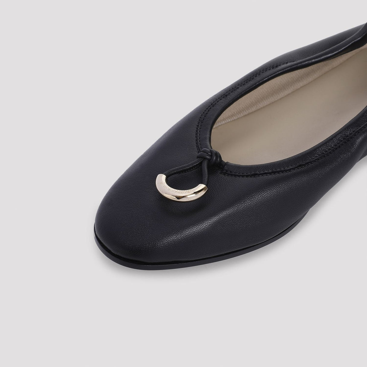 GIORGIO ARMANI Elegant Black Leather Ballerina Flats