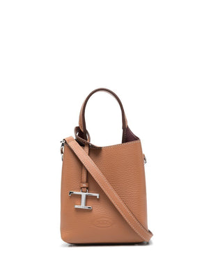 TOD'S Timeless Pebbled Taupe Tote Handbag for Women