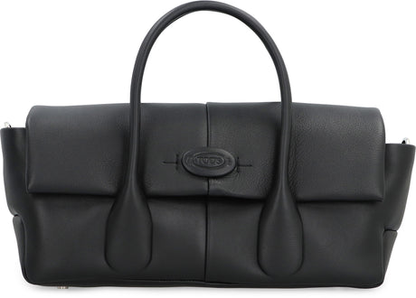 TOD'S Black Leather Handbag for Women | Zippered Closure | Adjustable Shoulder Strap