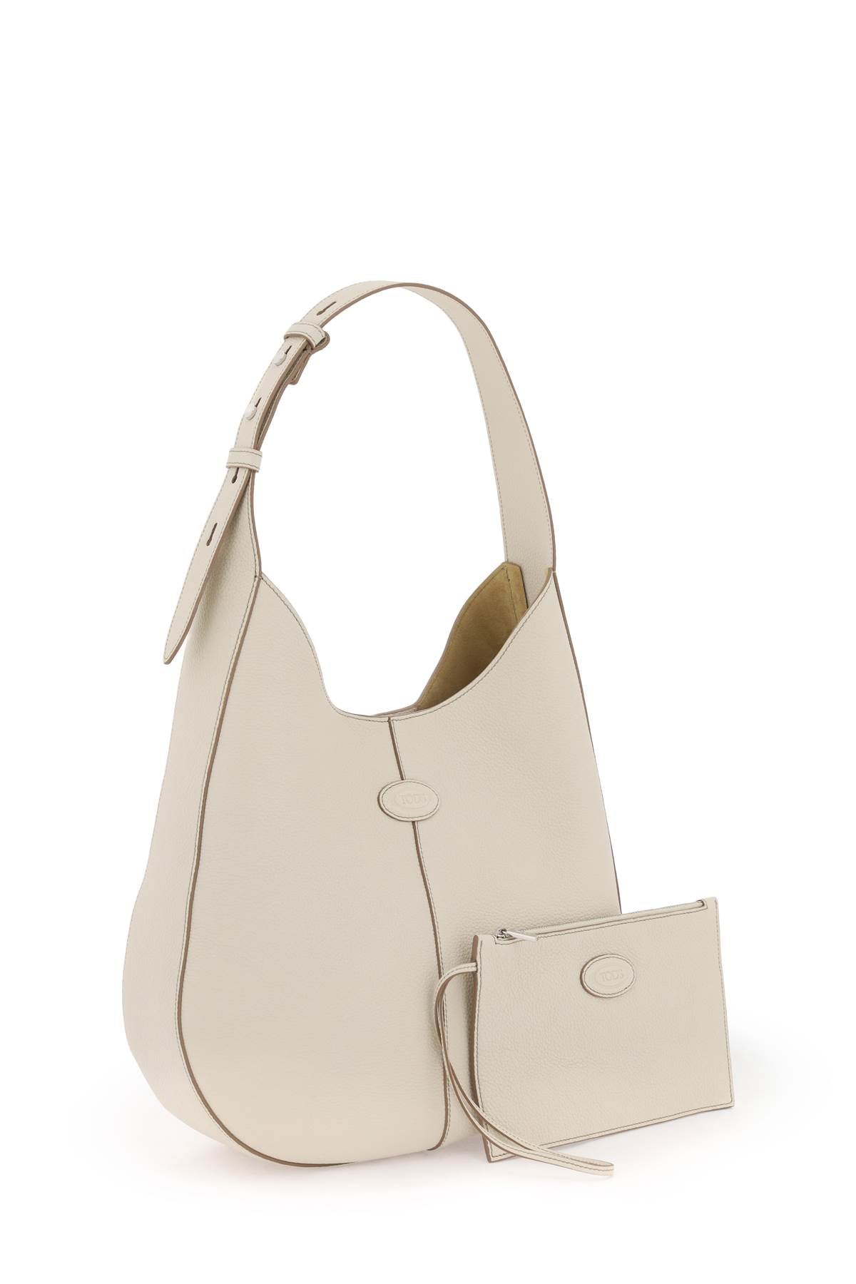 TOD'S Sleek White Grained Leather Hobo Handbag for Women