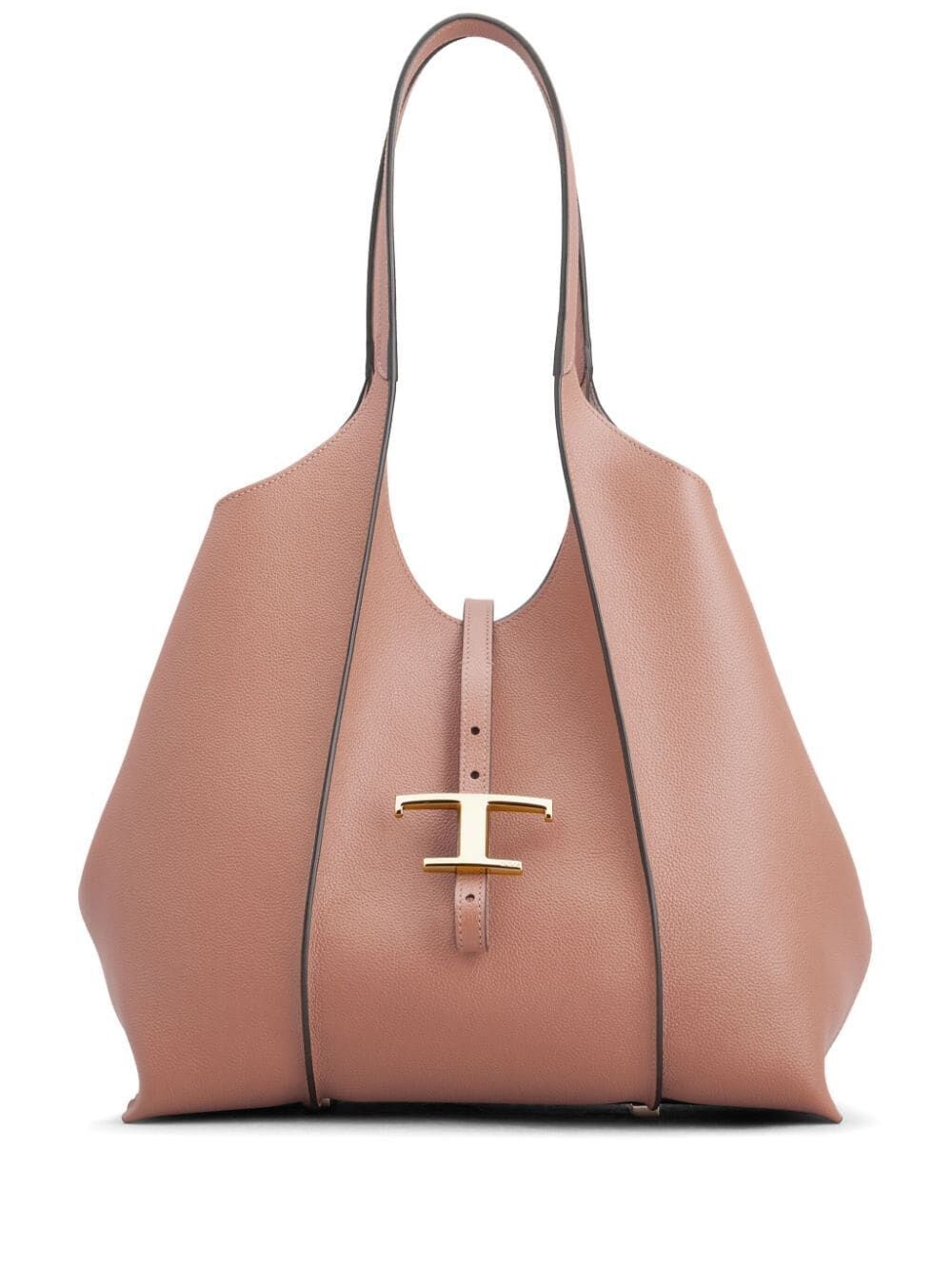 TOD'S Timeless Beige Mini Leather Shopper with Charm and Detachable Pouch, 29.5x25x14cm