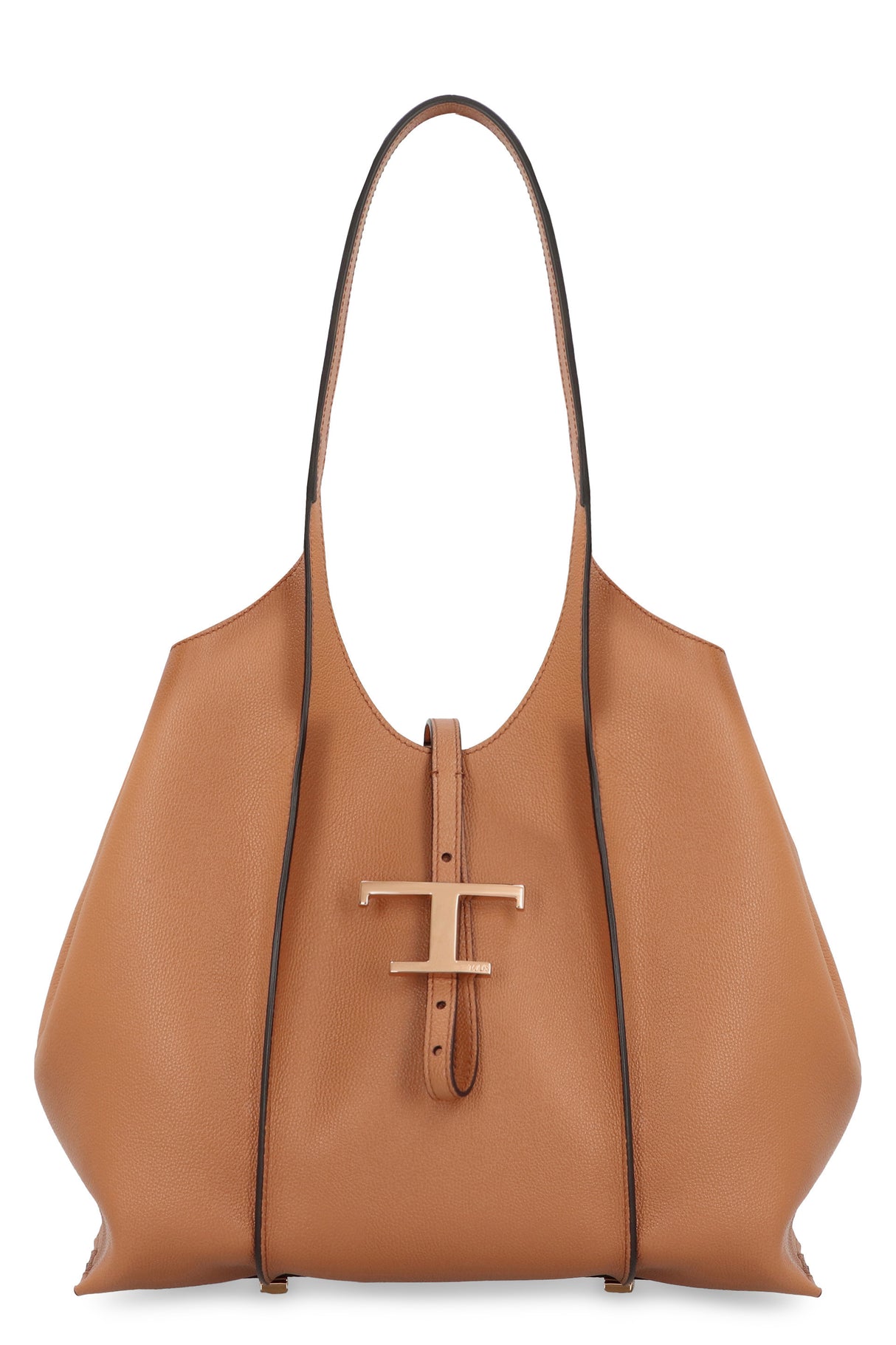 TOD'S Timeless Beige Mini Leather Shopper with Charm and Detachable Pouch, 29.5x25x14cm