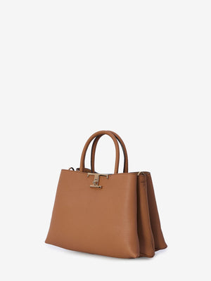 TOD'S Elegant Mini Timeless Tote in Brown Grained Calfskin - 28x19.5x13cm