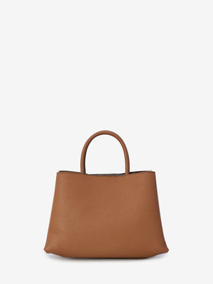 TOD'S Elegant Mini Timeless Tote in Brown Grained Calfskin - 28x19.5x13cm