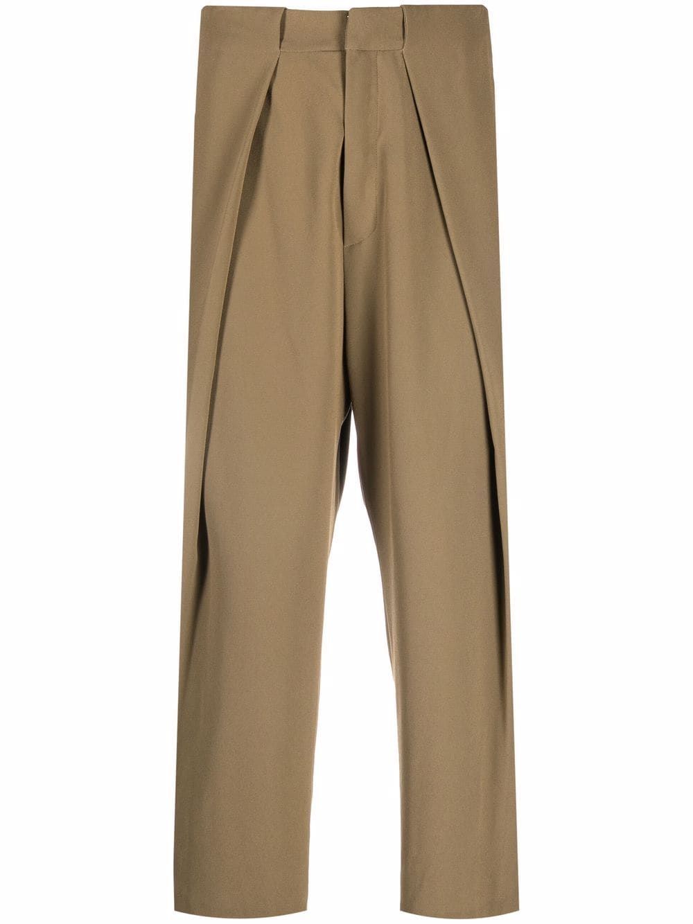 BALMAIN Taupe Side Folded Crepe Pants for Men