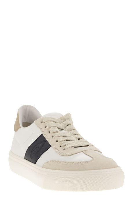 TOD'S Elegant Leather and Suede Sneakers with Embossed Details