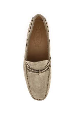 TOD'S Men's Grey Suede Rubber Loafers with Laces for FW23