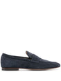 TODS Classic Navy Blue Suede Loafers with Leather Sole for Men