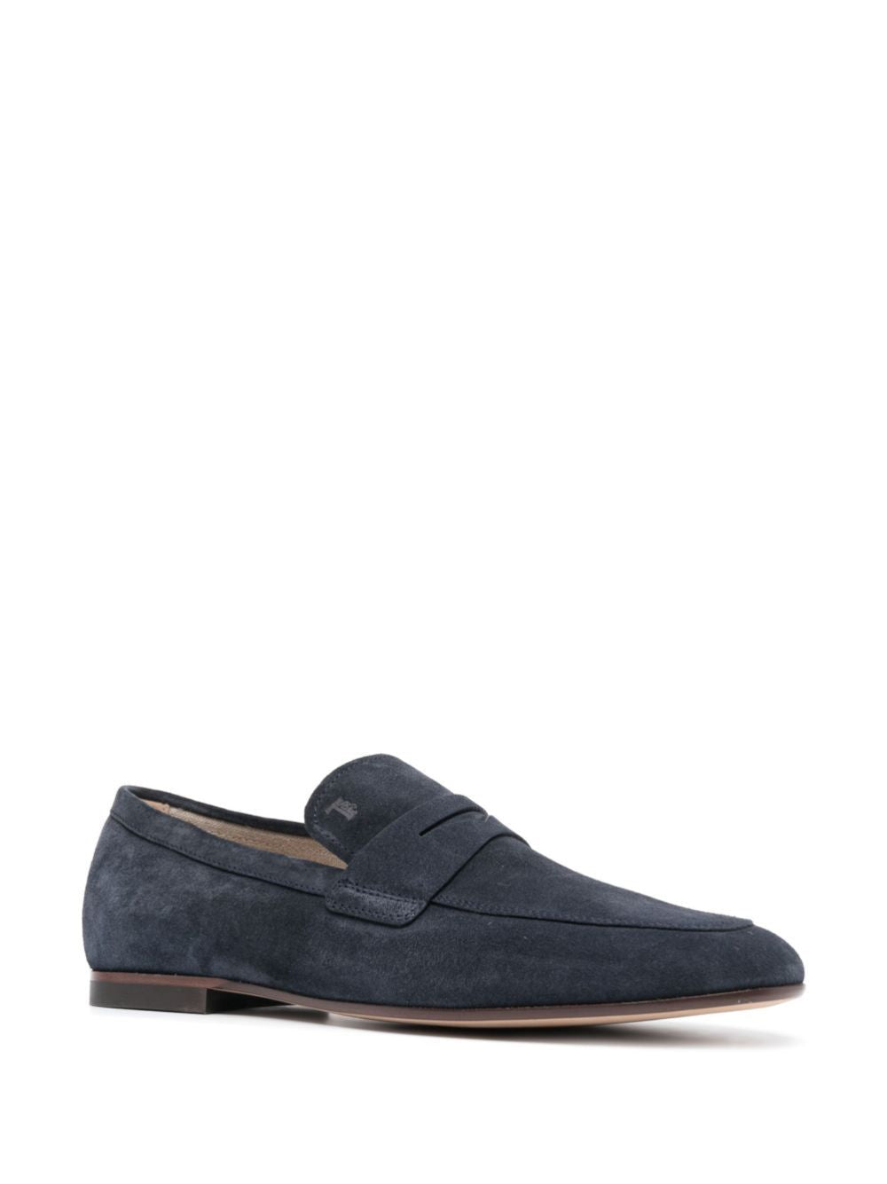 TODS Classic Navy Blue Suede Loafers with Leather Sole for Men