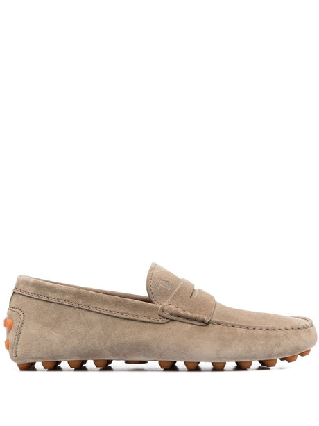 TOD'S Men's Tan Suede Penny-Slot Loafers for SS24