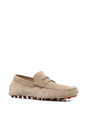 TOD'S Men's Tan Suede Penny-Slot Loafers for SS24