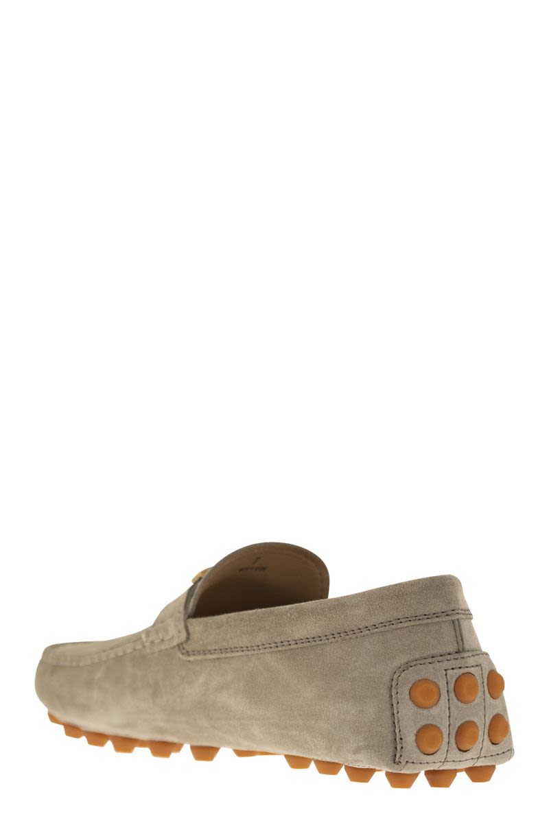 TOD'S Men's Timeless Suede Moccasin with Rubber Bubble Detail