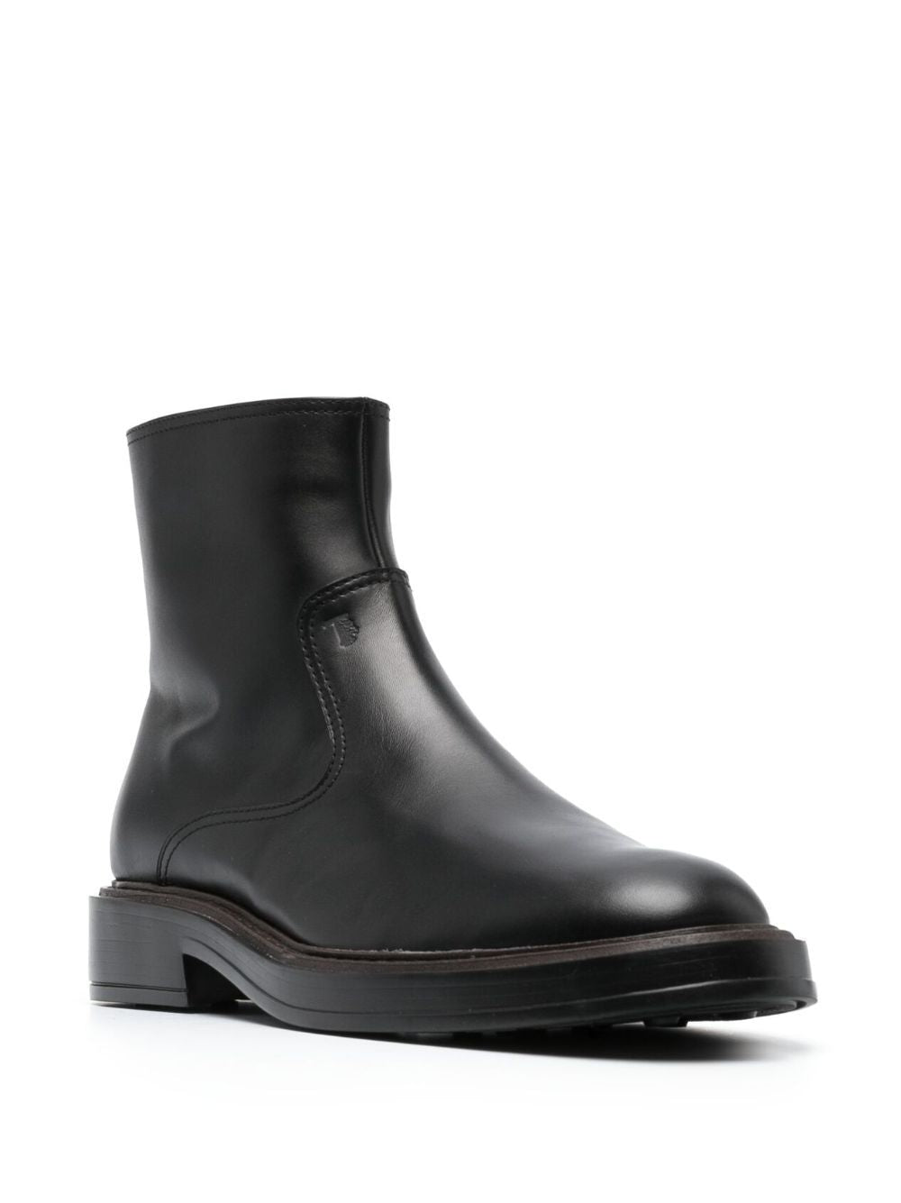 TODS Men's Classic Black Leather Boots with Signature Stitching