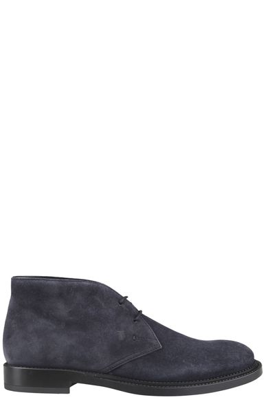 TOD'S Modern Blue Desert Boots for Men - Genuine Leather and Raffia Detailing