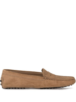 TOD'S Beige Suede Crossover Loafers for Women