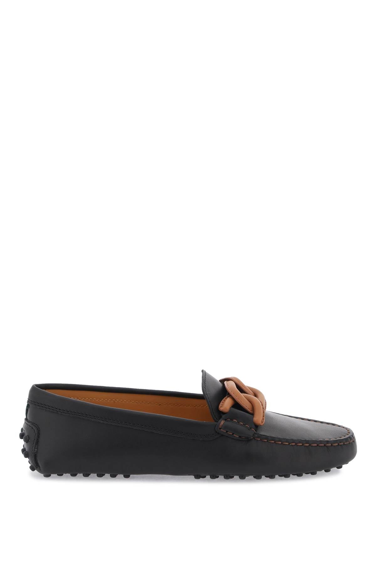 TOD'S Leather Bubble Loafers with Contrasting Chain Decoration - Mixed Colors