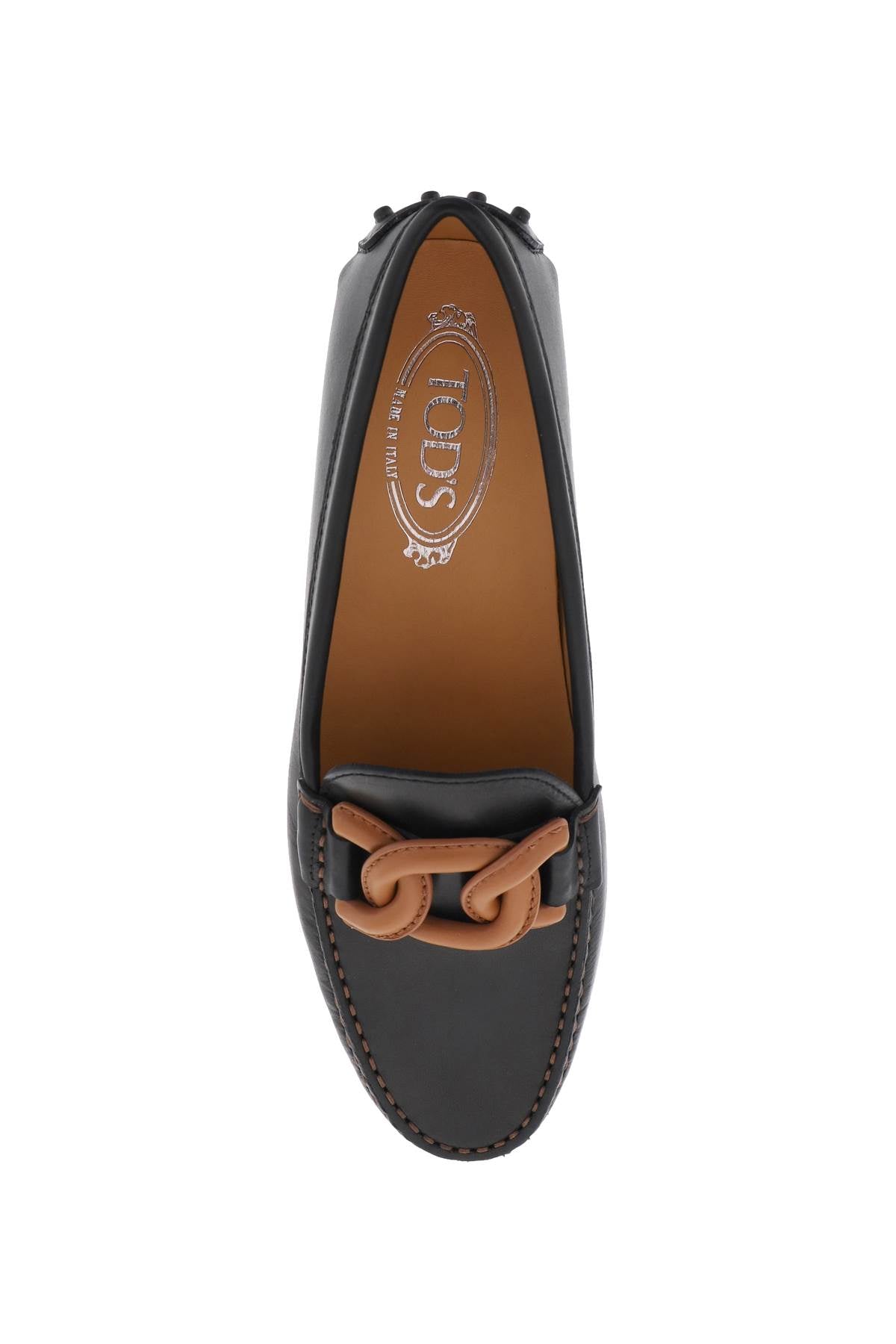 TOD'S Leather Bubble Loafers with Contrasting Chain Decoration - Mixed Colors