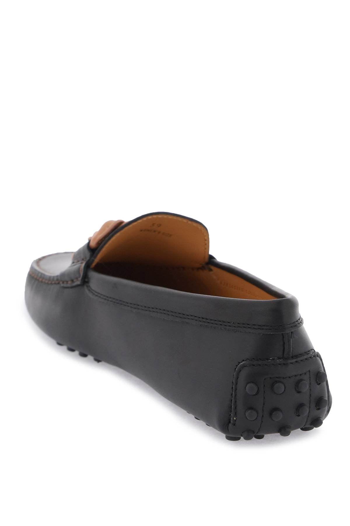 TOD'S Leather Bubble Loafers with Contrasting Chain Decoration - Mixed Colors