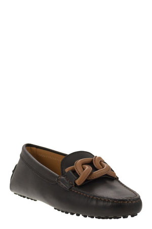 TOD'S Leather Bubble Loafers with Contrasting Chain Decoration - Mixed Colors